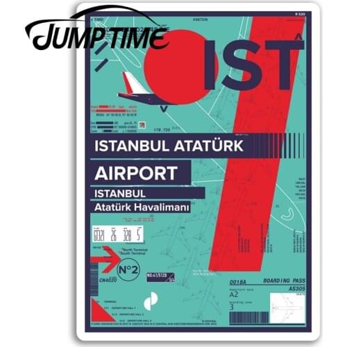Jump Time for IST Istanbul Airport Vinyl Stickers Turkey Cool Travel Sticker Bumper Trunk Window Decal Car Accessories