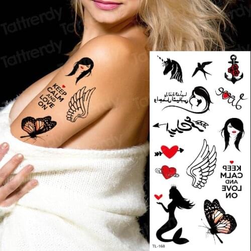 Temporary tattoo sticker women tattoo & body art stickers bikini water transfer tattoo black sticker mermaid wrist tatoo girls