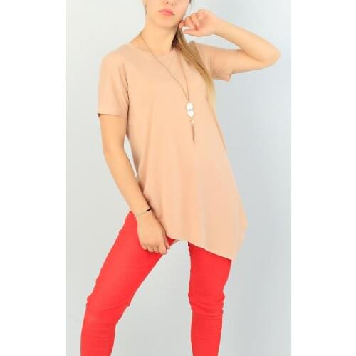 Lady T-Shirt Asymmetric Cutout Design Sleeve and Long 70 Cotton 30 Polyester Trend of Fashion Cheap Good Quality Summer Sun holiday