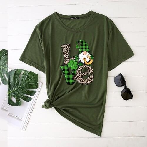 Love Shamrock Elve Printed St Patricks Day Woman Tshirts 2021 Graphic T Shirts Streetwear Kawaii Short Sleeve Ladies Top Female