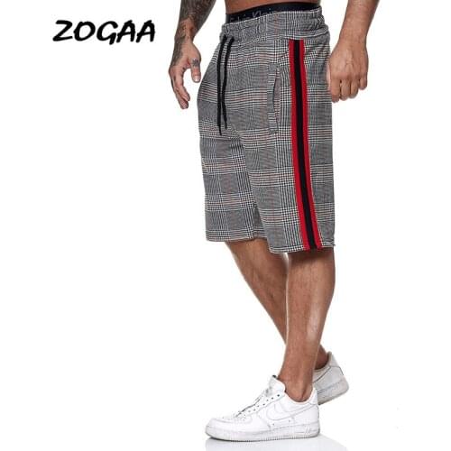 ZOGAA Shorts Men Mens Casual Sports Plaid Striped Fashion Beach Pants Large Size Chic Hot Sale Streetwear Trousers Knee-length