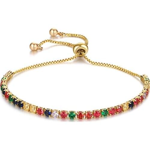 ZSLBS Fashion Bracelets Bangle For Women 2mm 3mm Zircon Rose Gold Crystal Adjustable Bracelet Charm Jewelry Gifts Pulseras Mujer