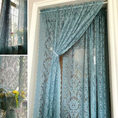 1PC European Lace Sheer Curtains For Living Room Retro Door Sheer Finished Balcony Bay Kitchen Window Screens PC-JD1144