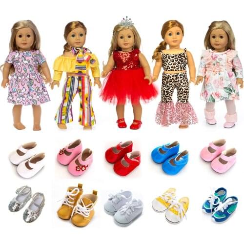 2021 New 10 pairs shoes +5 sets clothes Doll Clothes Fit For 43cm born baby Doll clothes reborn Doll Accessories