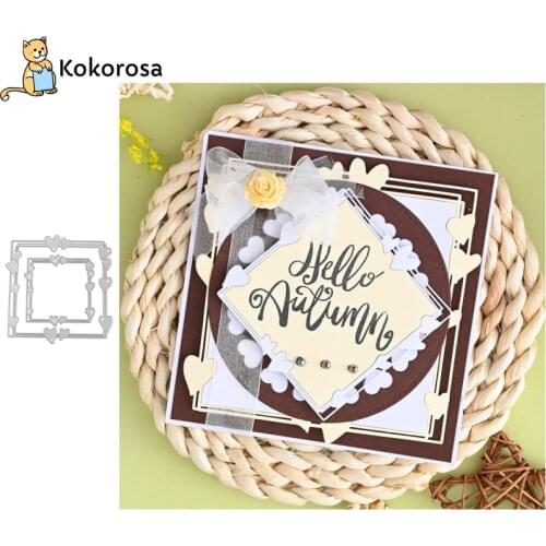 Kokorosa 2pcs Heart Frame Cutting Dies Metal Dies DIY Background Die Scrapbooking Album Card Making Embossing Stencil Diecuts