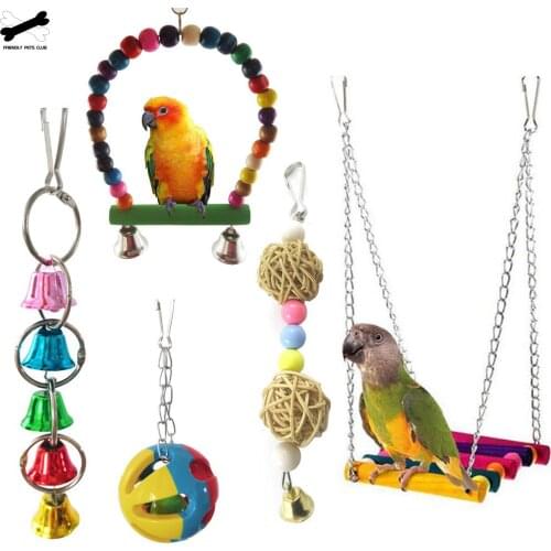 5/7/8pcs Parrot Nibble Toy Bird Toy Parrot Toy Swing Bell String Rattan Ball Bite String Brain Game