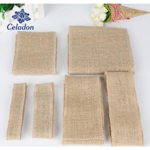 5M/lot Natural Jute Hessian Burlap Ribbon For Rustic Wedding Decoration Table Runners Chair Bands Event Party Supplies