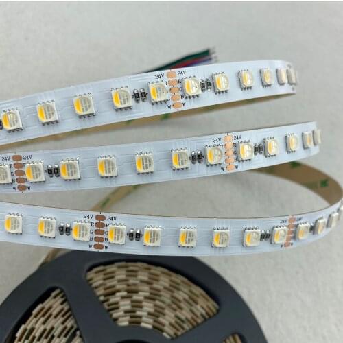 84LEDs/m NEW 5050 SMD 4-in-1 RGBW LED Strip;DC24V input 5m long;non-waterproof;WHITE PCB