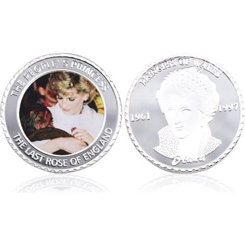 999.9 Silver Plated Lovely Coins The Princess Diana 20th Anniversary Commemorative Silver Coins Metal Crafts for Birthday Gifts