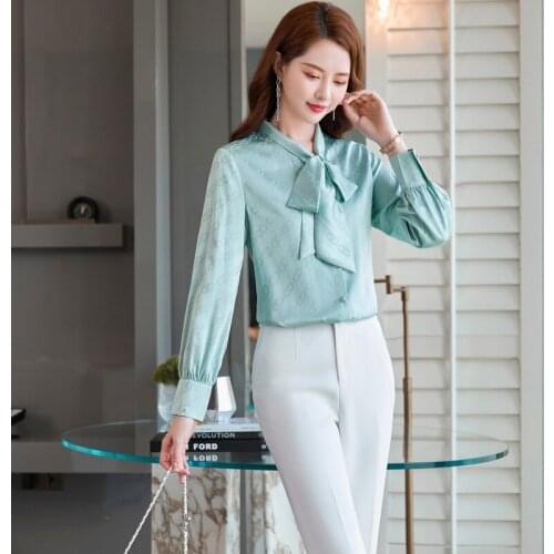 High Quality Fabric Blouses Shirts for Women Business Work Wear Formal OL Styles Blouse Tops Clothes Plus Size Long Sleeve