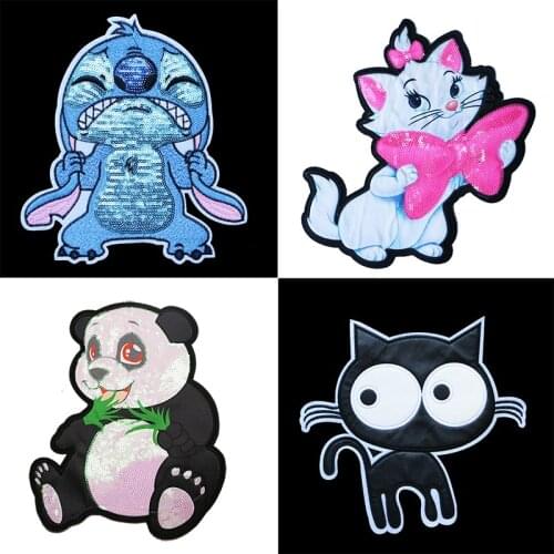 Big Cute Animal Cartoon Cat Pig Rabbit Patch Digital Color Printing Decal Clothes Handbag Coat DIY Badge Embroidery