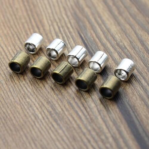 50pcs/lot Metal Spacer Beads for Jewelry Making,Tibetan Silver Tube Hair Beads fits DIY Bracelet Necklace DIY Findings Craft