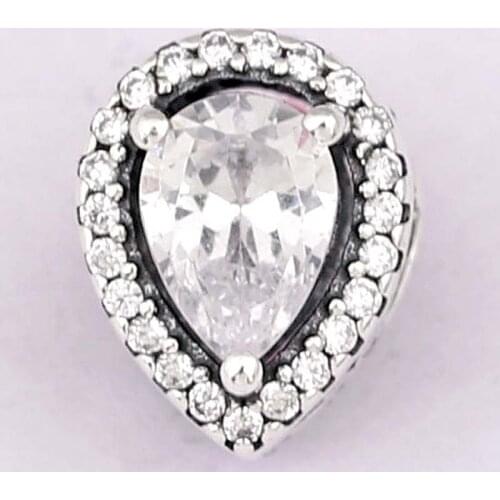 Original Radiant Teardrop Shape With Crystal Beads Fit 925 Sterling Silver Bead Charm Women Bracelet Bangle Diy Jewelry