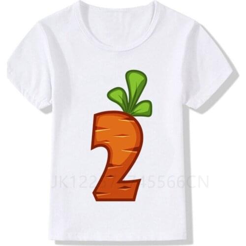 Kids 1-9 Carrots Fruits Birthday Number Print T Shirt Children Cute Carrot Lover Birthday T-shirts Boy&Girl Funny Gift Tshirt