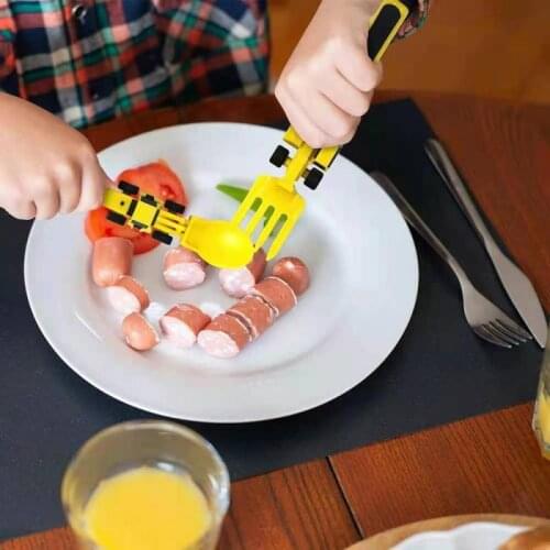 Childrens Car Tableware Bulldozer Excavator Shovel Fork Excavator Shovel Fork Baby Kids Tableware Set Child Learning Dishes