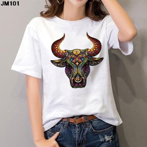 Harajuku Women Tshirt Bull Avatar Printing White Female T shirt Fashion Streetwear Short Sleeve Tops Woman T-shirt Casual Outfit