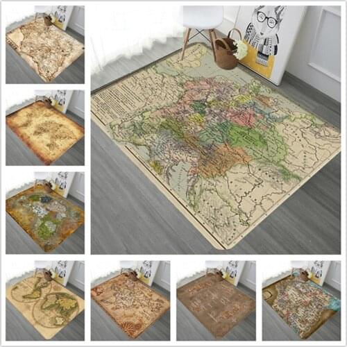 Retro World Map Pattern Carpets for Living Room Bedroom Area Rug Hallway Aisle Kitchen bathroom Mats Creative Home Decor Carpets
