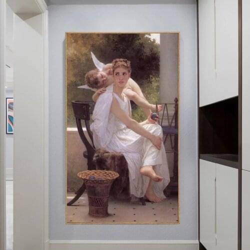 Famous Oil Painting Work Interrupted William Adolphe Bouguereau Poster and Print Canvas Wall Art Picture Living Room Home Decor