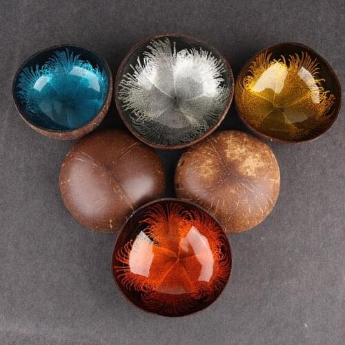 Creative Coconut Shell Bowl Decoration Accessiories Candy Ice Cream Fruit Salad Noodle Rice Bowl Wooden Storage Bowls Handmade