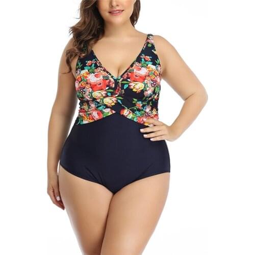 Plus Size Swimwear Womens Sexy Monokini One Piece Bikini One Piece Swimsuit 2020 Summer Boho Floral Bathing Suit L-4XL Fashion