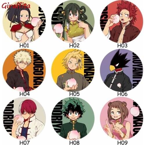 Hot Japanese My Hero Academia Anime Peripheral Cartoon Round Acrylic Badge Collectible Brooch Pins Button Badges Bag Accessories