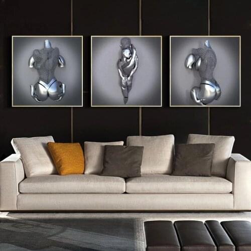 Metal Figure Statue Art Murals Canvas Paintings Romantic Abstract Posters and Prints Wall Pictures Living Room Hotel Decoration