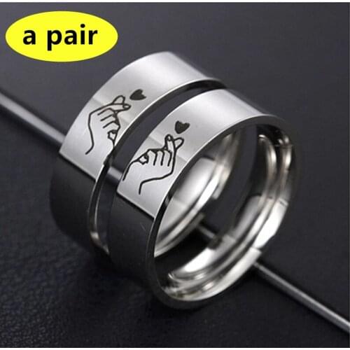 Fashion Lettering Stainless Steel Ring Silver Color Romatic Design Heart Wedding Couple Valentines Day Anniversary Gift