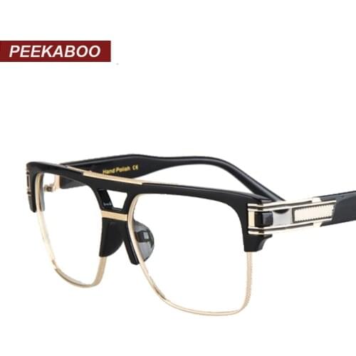 Peekaboo Half frame eyeglasses frames men square optical gold black eye glasses frames for women brand designers 2016 big