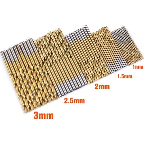 Twist Drill Bit Set Saw Set HSS High Steel Titanium Coated Drill Woodworking Wood Tool 1/1.5/2/2.5/3 mm Mini Drilling For Metal