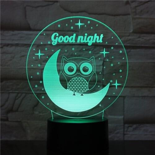 Lovely Bird Owl 3D Desk Lamp Illusion Child Night Light LED Lighting Toys Luminaria Bedroom Party Decor Table light