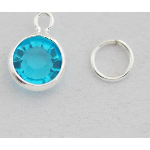 New Arrivals 10PCS 6mm Birthstone100% crystal with Silver Rings floating charms for Personalized Necklace