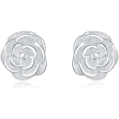 Wholesale NEW ARRIVE gift flower earring silver color jewelry wedding cute nice for women Lady retro wedding best gift