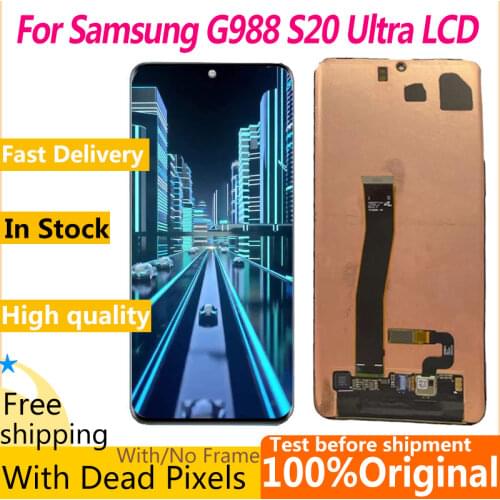 6.9" Original AMOLED lcd For Samsung Galaxy S20 Ultra G988 G988F G988B/DS display+touch screen No Frame screen with dead pixels