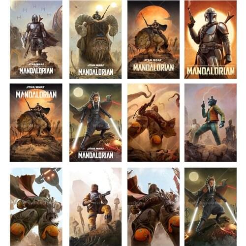 Star Wars Classic Popular American Tv Series The Mandalorian Poster Canvas Painting Living Room Bedroom Decoration Cudros