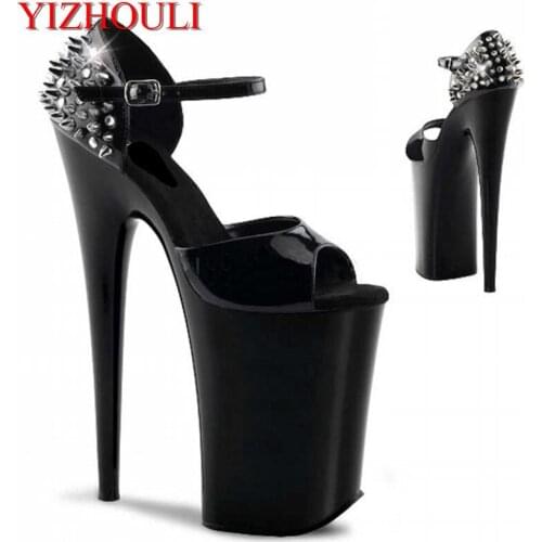 The 20cm waterproof platform of the Roman fishmouth woman with high heel sandals, riveted dance shoes