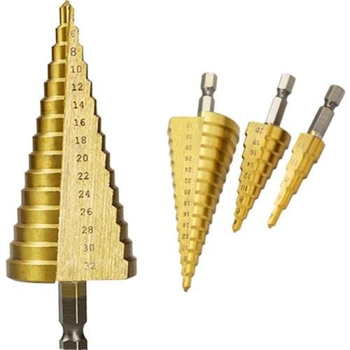 4-32mm Step Drill For Metal Cutter Hexagon Shank Screw Drill Bits HSS Power Tools Hole Opener DIY Multi Woodworking Hole Tool