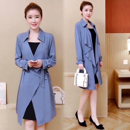 Trench Coat Plus Size Casaco Feminino Windbreaker Long Coat Women Casual Loose Clothes Overcoat Abrigo Mujer KJ149