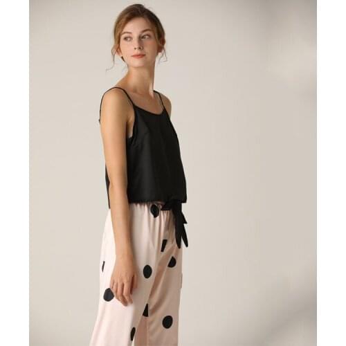 Spring New Female Pajamas Sexy Deep V Collar Lace Edge Sling Trousers Comfortable Pyjamas Set