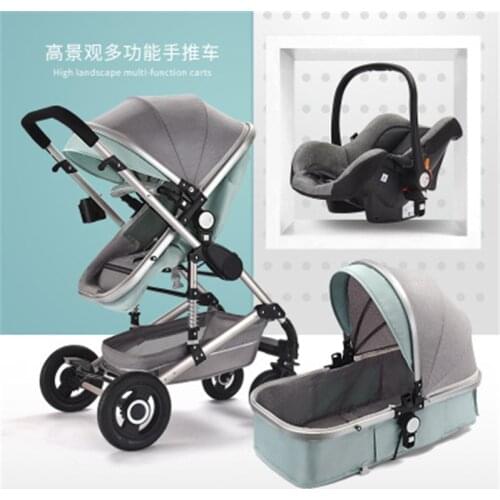 High Landscape 3 in 1 Baby Stroller Luxury Pram Carriage Basket Infant Safety Car Seat Cart