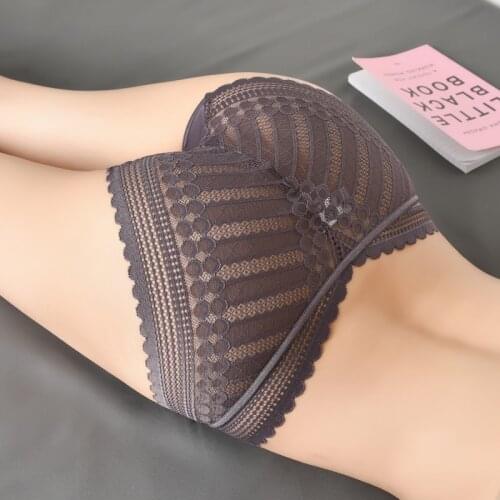 High-end Luxury Satin Lace Underwear Womens Panties Sexy Mid Waist Cotton Crotch Hip Transparent Peacock Ling Womens Briefs