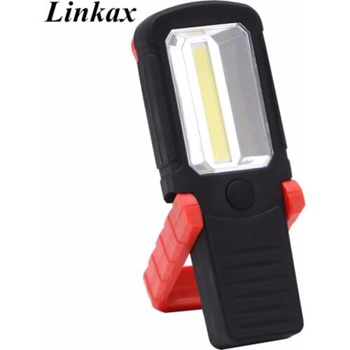 Bright COB LED Work Light Lamp With Folding Hook Hanging Camping Light Emergency Flashlight Torch with Magnet Use 3xAAA