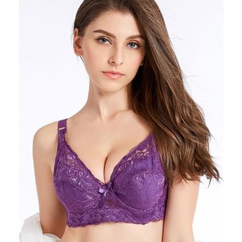 Womens Lace Bra Underwear Sexy Push up Brassiere Embroidery Floral Lingerie Bralette Female A B C D Cup