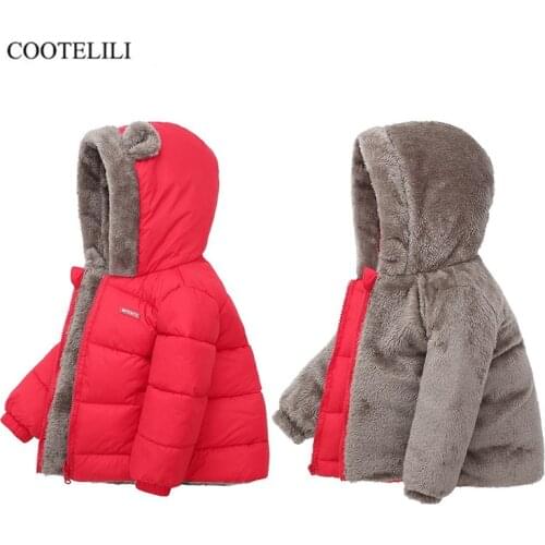 COOTELILI Winter Baby Girls Fleece Jacket Kids Boys Cotton Warm Coat Chirdren Thick Hoodies Outerwear Girls