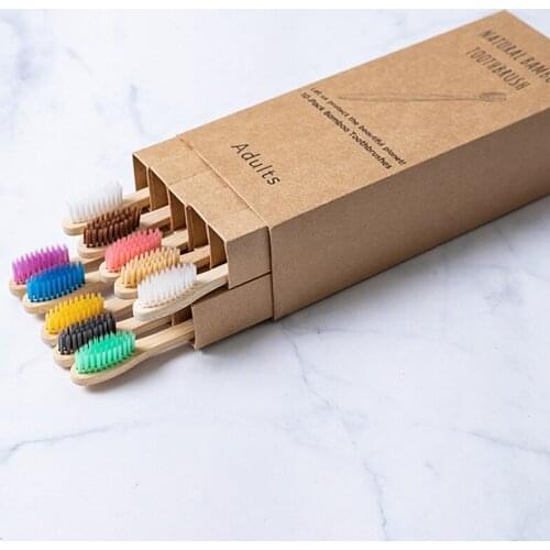 Natural Bamboo Toothbrush Soft 10pcs Colorful Soft Bristle Charcoal Teeth Whitening Eco Friendly Products Adult Dental Oral Care