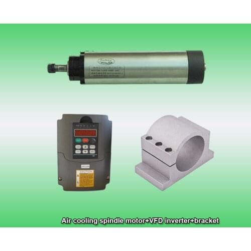 1.5kw 2HP 24000rpm ER11 65mm Air cooling spindle motor&2.2kw 3phase 220V VFD inverter&bracket CNC kits