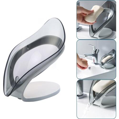 1Pcs/2Pcs Soap Holder Box Creative Transparent Leaf-shaped Soap Dish Bathroom Toilet Free Perforation Drain Tray Soap Dish