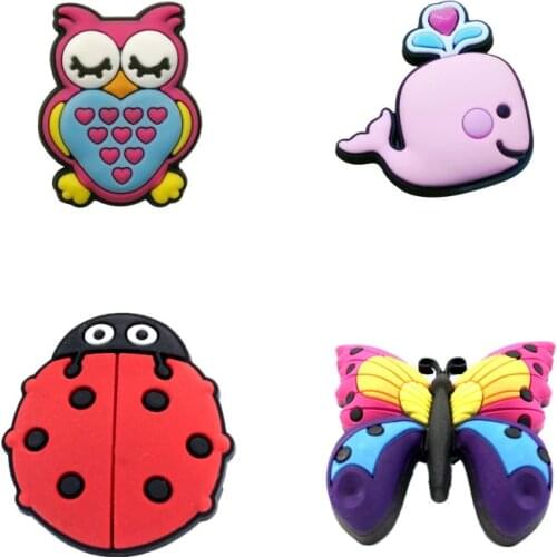1PCS Unicorns High Definition PVC Shoe Charms Butterfly Ladybug Shoe Accessories Decor Owl Dophin Ornaments Kids Gift