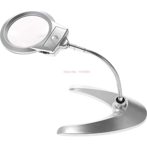 10set 130mm Magnifying Glass Multi-functional Desk Magnifier Lamp Flexible Loupe Microscope With Light Magnifying Glass Tool