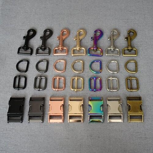 100 sets metal buckle adjust buckle D ring metal dog clasp/set 25mm metal DIY dog puppy collar dog leash DIY accessory