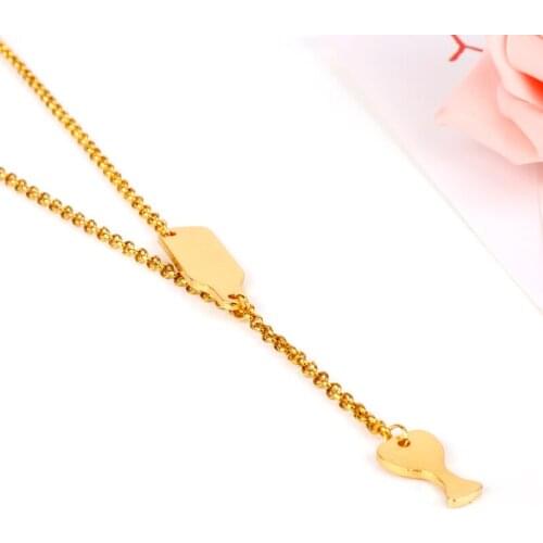 2018 Fashion Jewelry Charms Lariat Womens Wine Bottle and Wine Glass Pendant Necklace